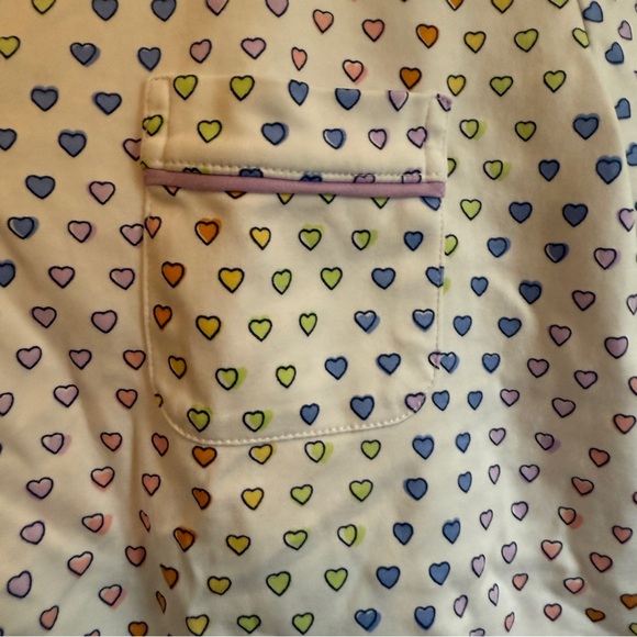 Roller Rabbit disco heart polo pajamas top rainbow hearts short sleeve - Picture 7 of 7